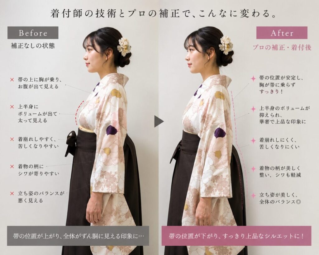 袴を着た女性の比較